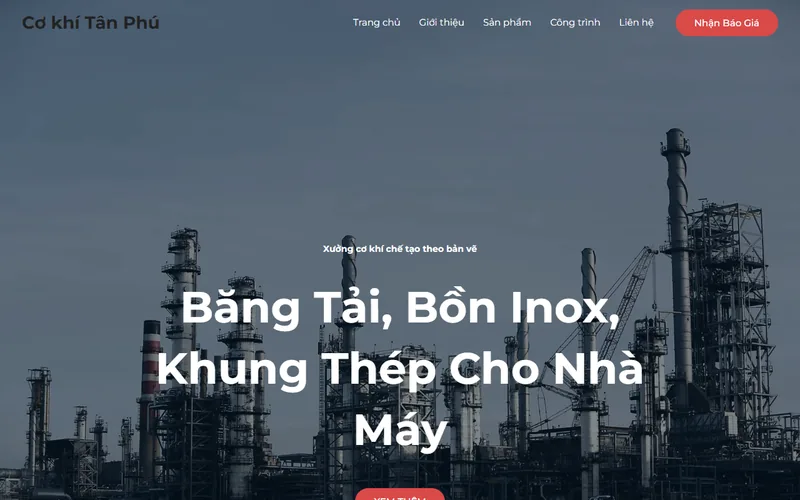 Web mẫu ngành Công ty nhỏ, xưởng sản xuất do webdesigner.vn dựng